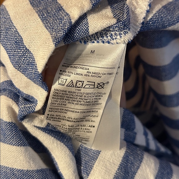 Old navy Fit & Flare Linen-Blend Blue & White striped Mini Dress - Picture 6 of 6